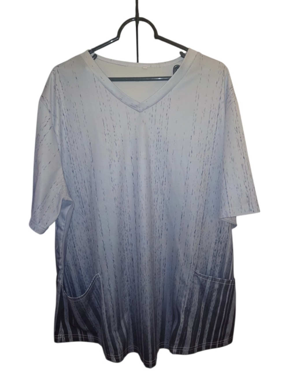 Light Blue Ombre V-Neck Scrub Tunic Top